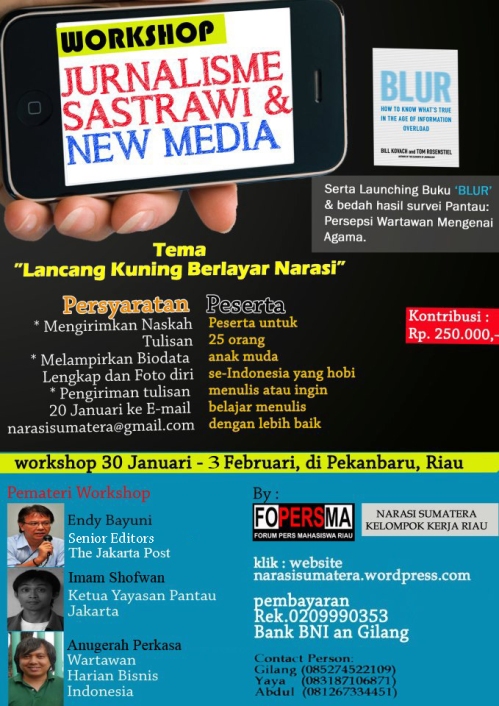Narasi Sumatera Pokja Riau dan Fopersma Riau Taja Workshop Jurnalisme dan Launching Buku